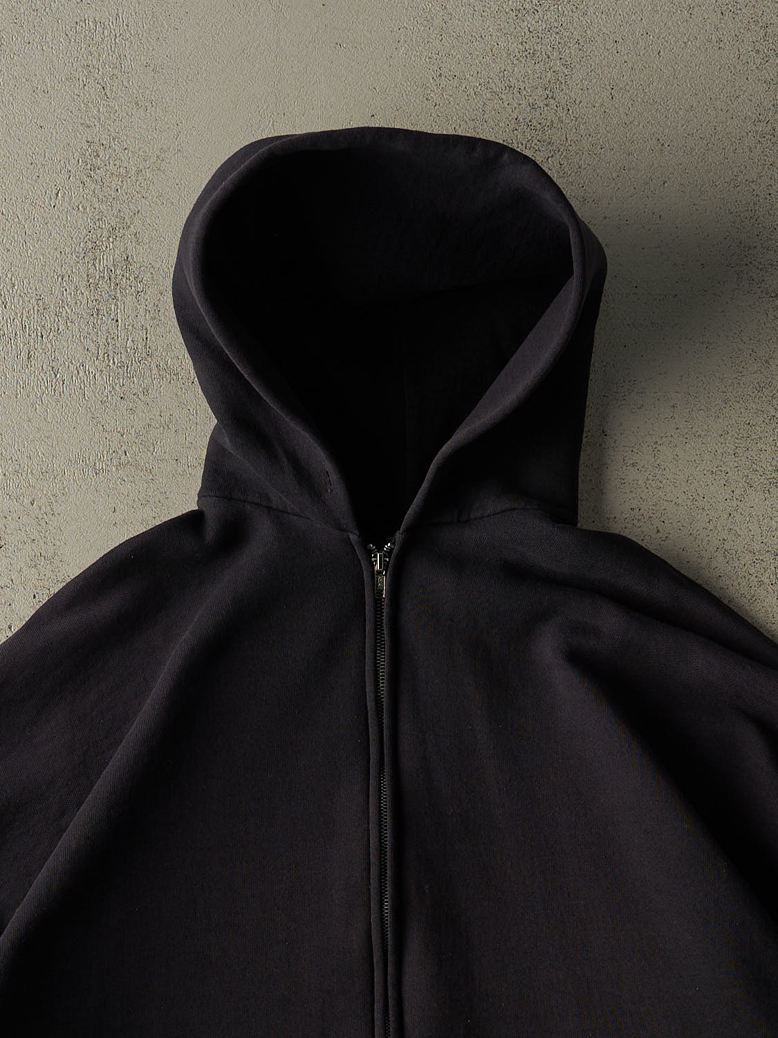 Vintage 90s Faded Black Russell Athletic Zip Up Hoodie (XL/XXL)