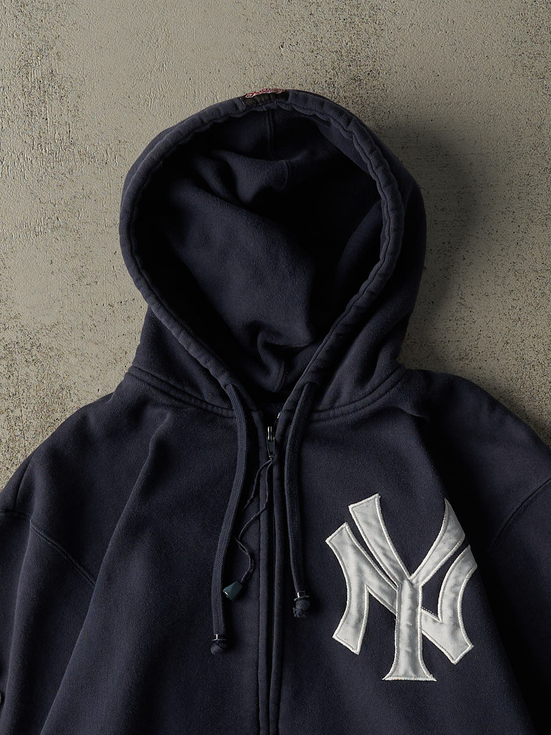 Vintage 90s Navy Blue New York Yankees Embroidered Zip Up Hoodie (M/L)