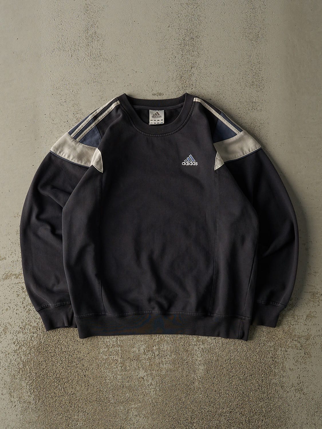 Vintage 90s Navy Blue Adidas Striped Crewneck (S)