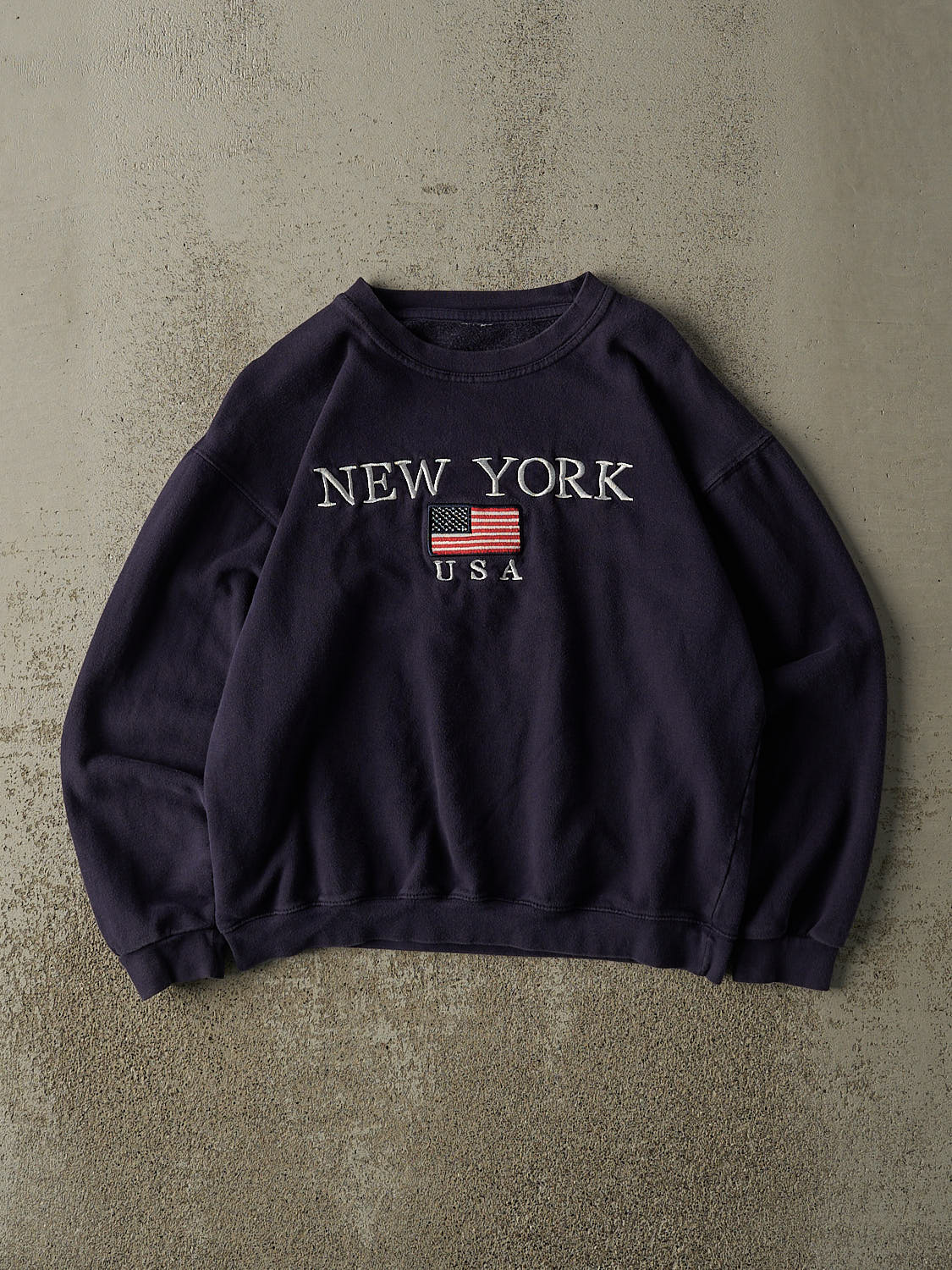Vintage 90s Navy Blue New York Embroidered Crewneck (XS/S)