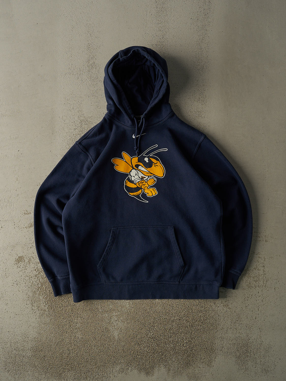 Vintage Y2K Navy Blue Nike Middle Swoosh Georgia Tech Yellow Jackets Hoodie (XL/XXL)