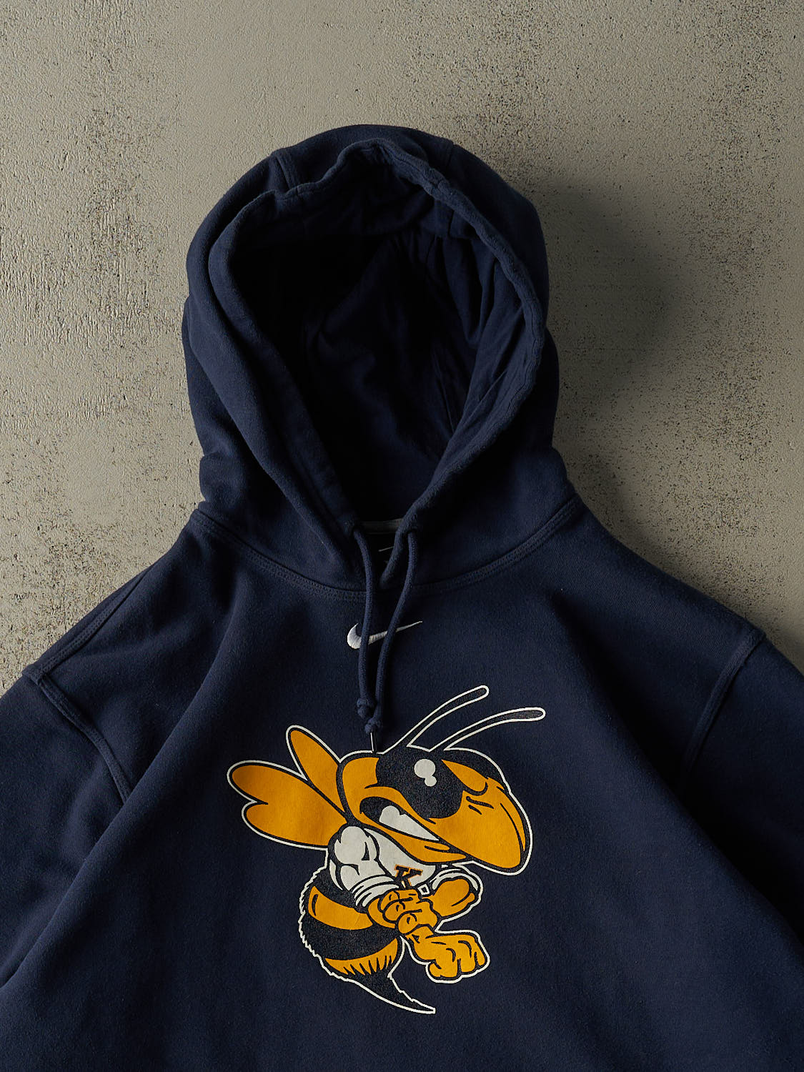 Vintage Y2K Navy Blue Nike Middle Swoosh Georgia Tech Yellow Jackets Hoodie (XL/XXL)