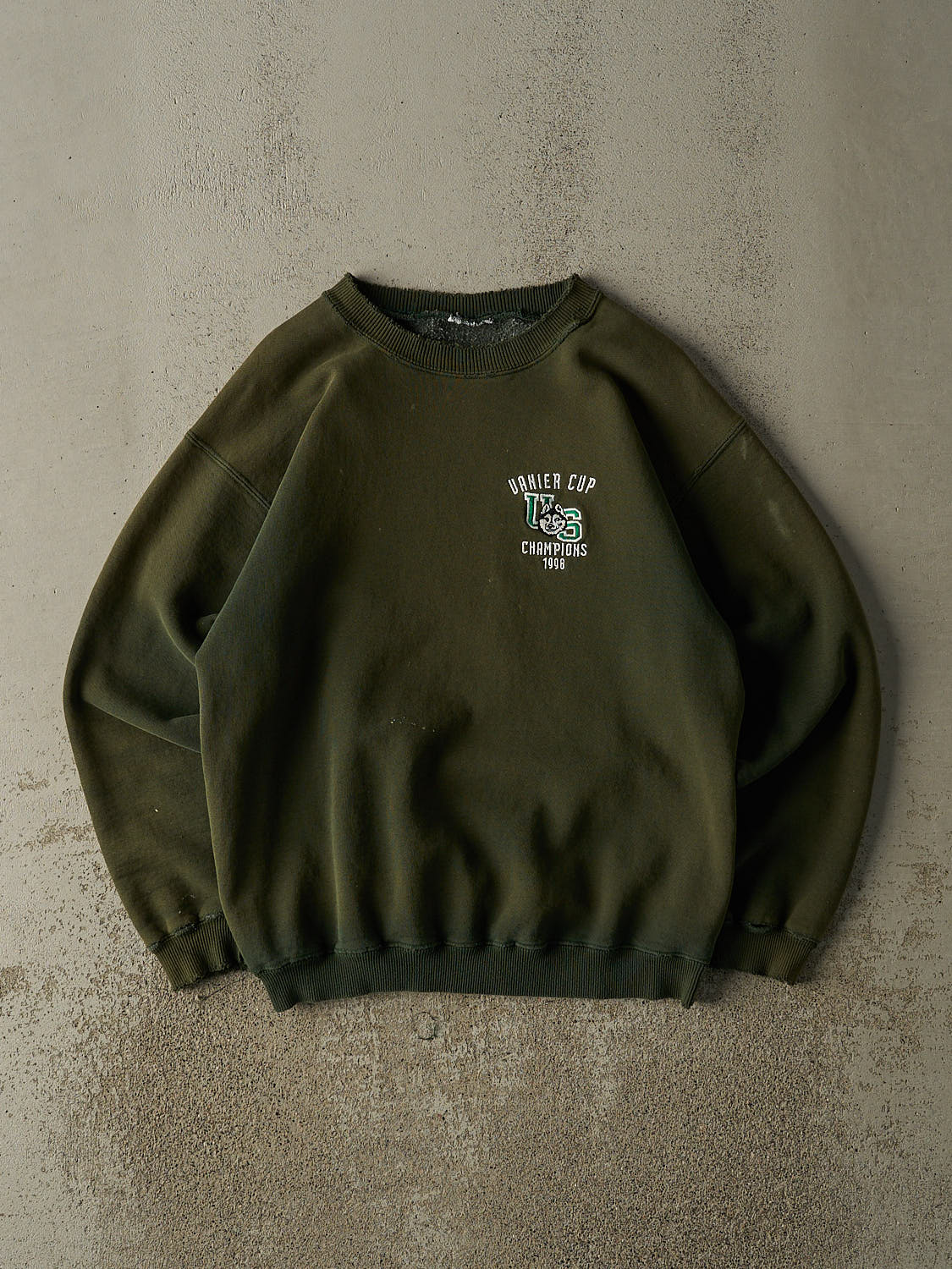 Vintage 98' Sun Faded Green Vanier Cup Embroidered Crewneck (S/M)
