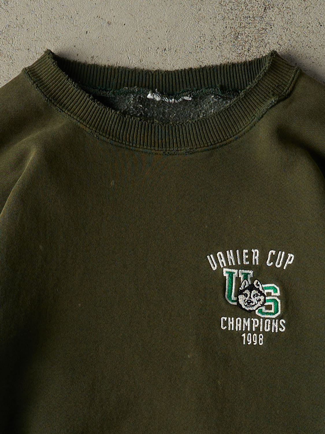Vintage 98' Sun Faded Green Vanier Cup Embroidered Crewneck (S/M)