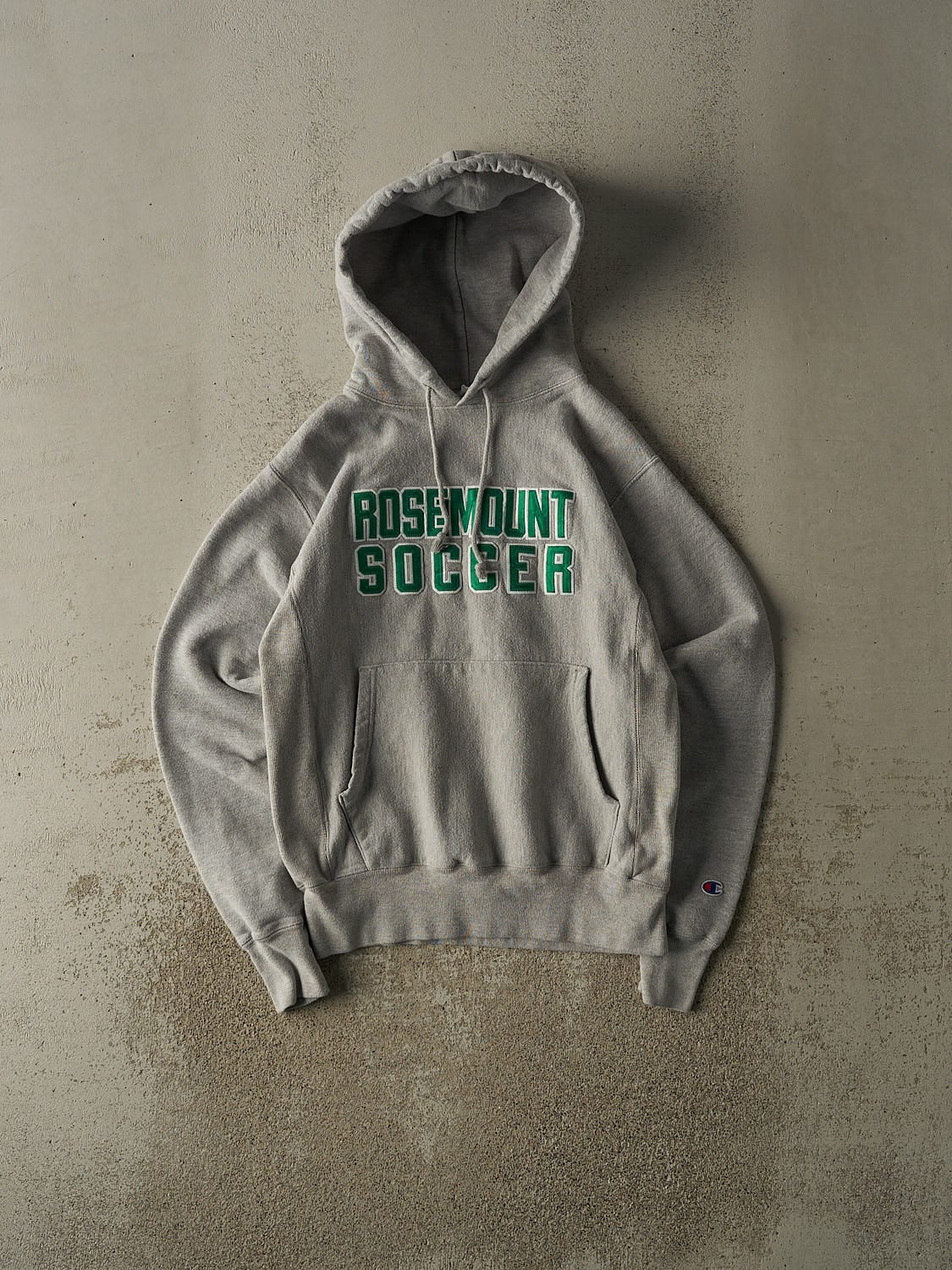 Vintage Y2K Heather Grey Champion Reverse Weave  Rosemount Soccer Hoodie (S)
