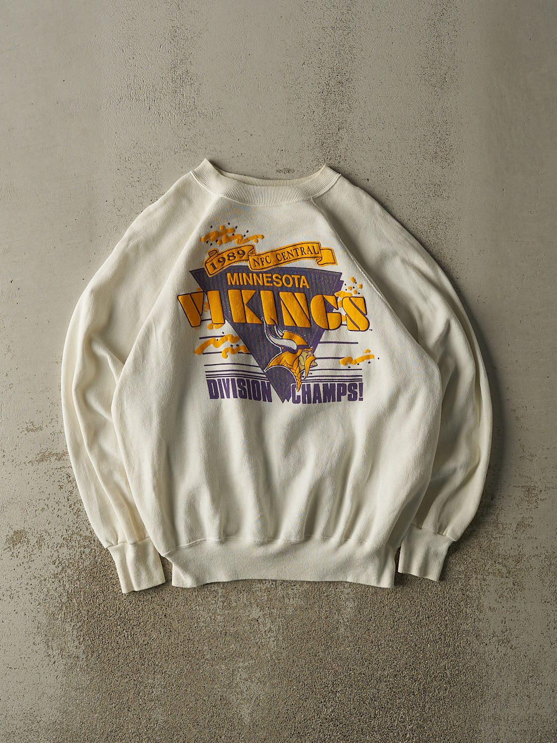 Vintage 89' White Minnesota Vikings Division Champions Crewneck (L/XL)
