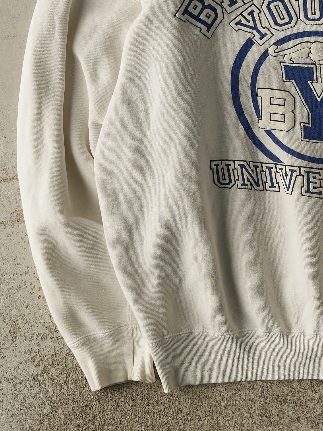 Vintage 90s White Brigham Young University Crewneck (L/XL)