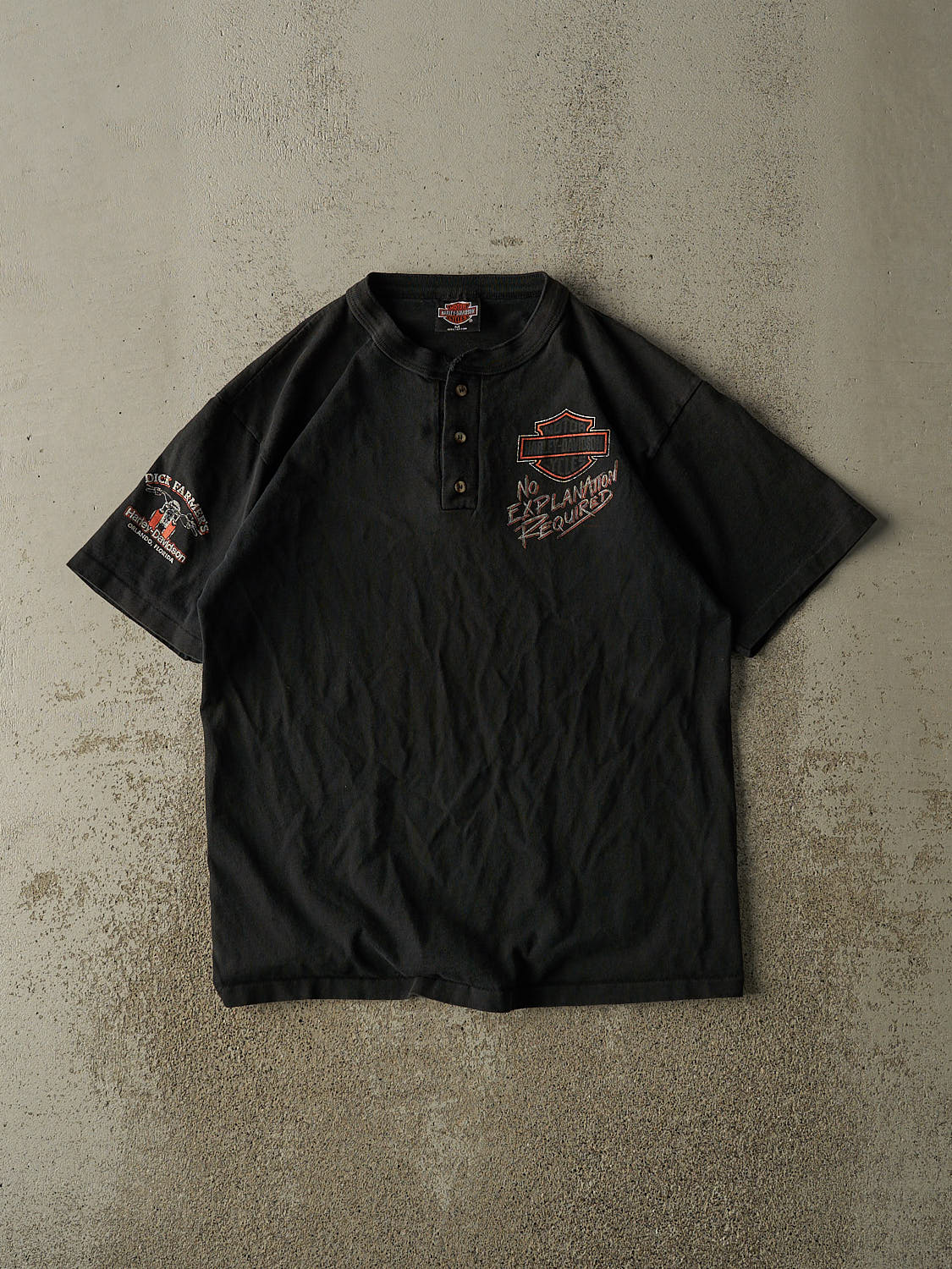 Vintage 90' Black Harley Davidson Quarter Button Tee (M/L)