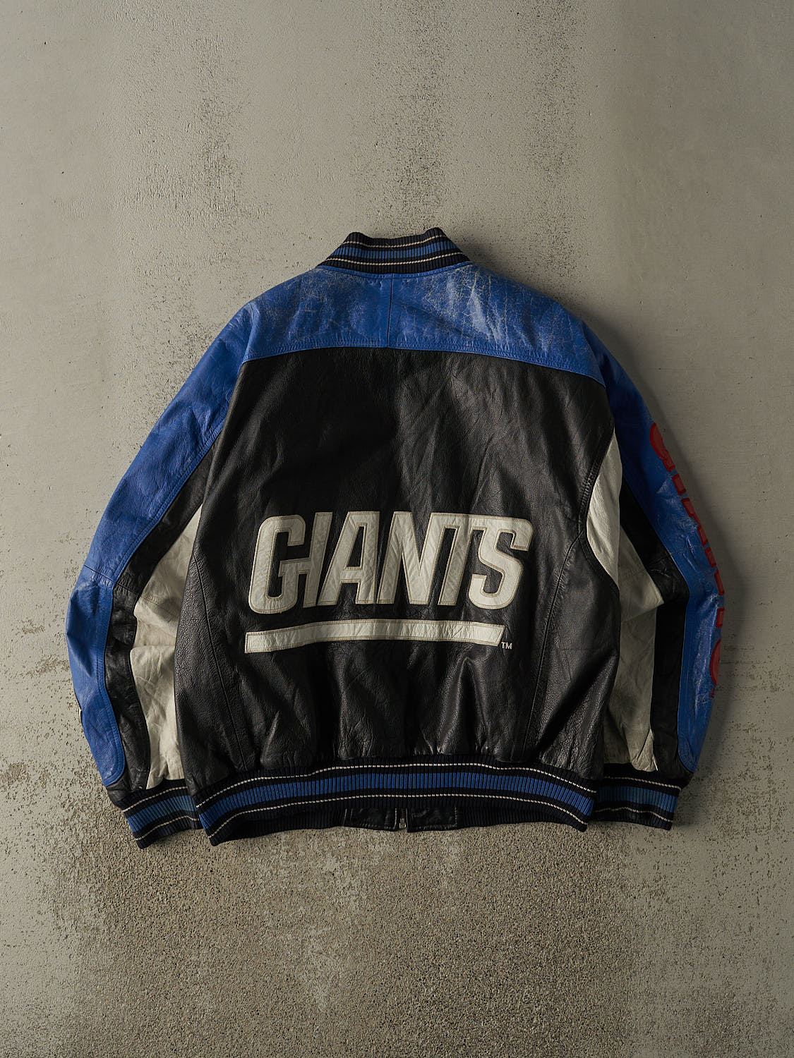 Vintage 90s Black New York Giants Giants G-III Carl Banks Leather Jacket (XL)