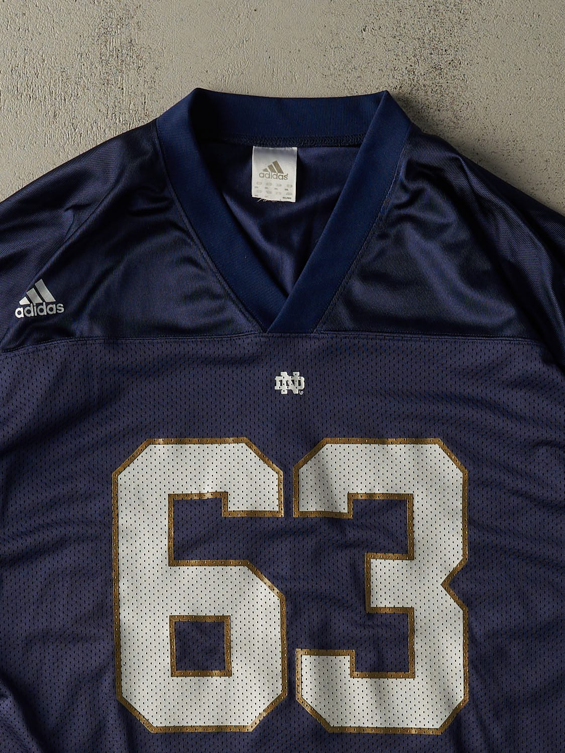 Vintage 90s Navy Blue Adidas University of Notre Dame Cropped Football Jersey (XL)