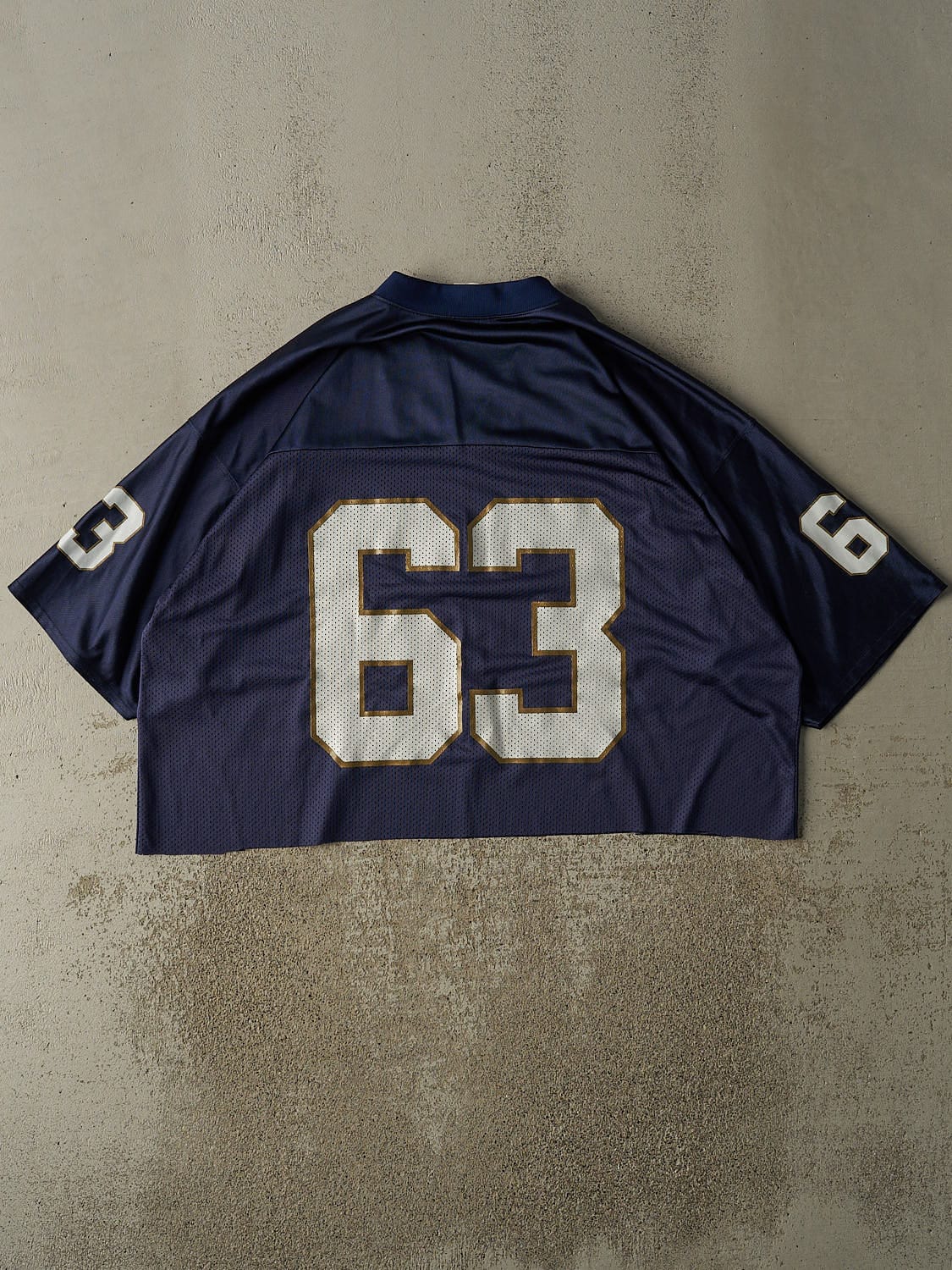 Vintage 90s Navy Blue Adidas University of Notre Dame Cropped Football Jersey (XL)