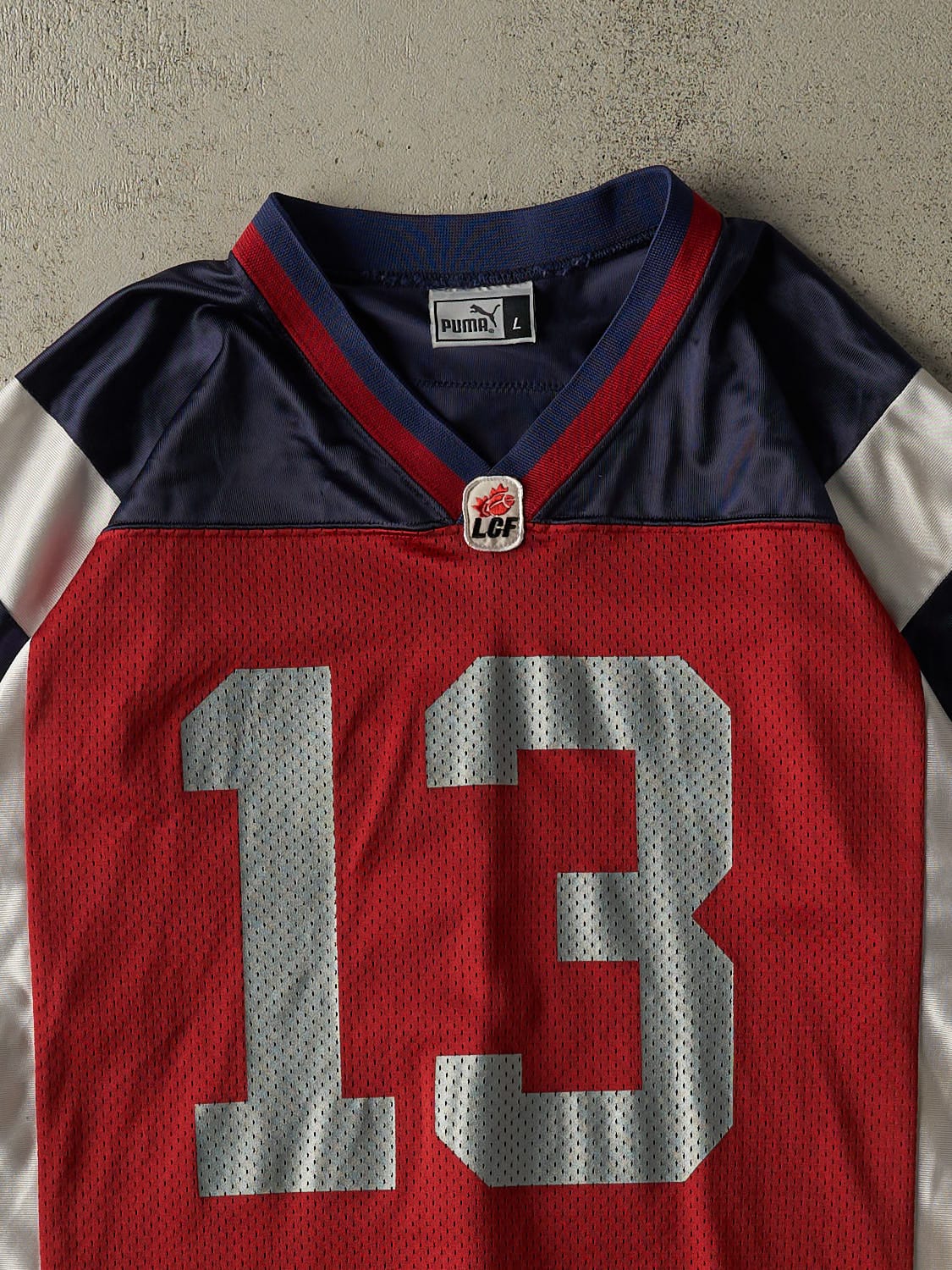 Vintage 90s Red, Blue & White Montreal Alouettes Cropped Football Jersey (M/L)