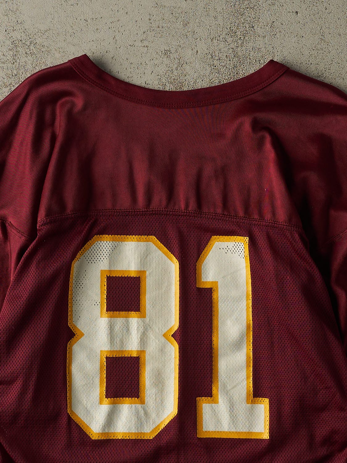 Vintage 90s Burgundy Russell Athletic Warriors Cropped Football Jersey (S)