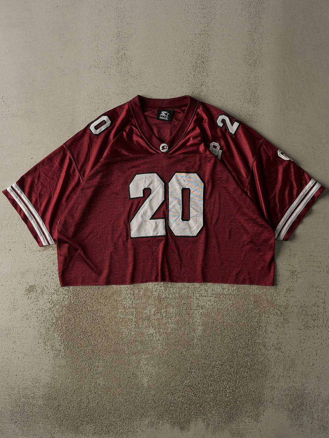Vintage 90s Burgundy University of Oklahoma Cropped Football Jersey (L/XL)