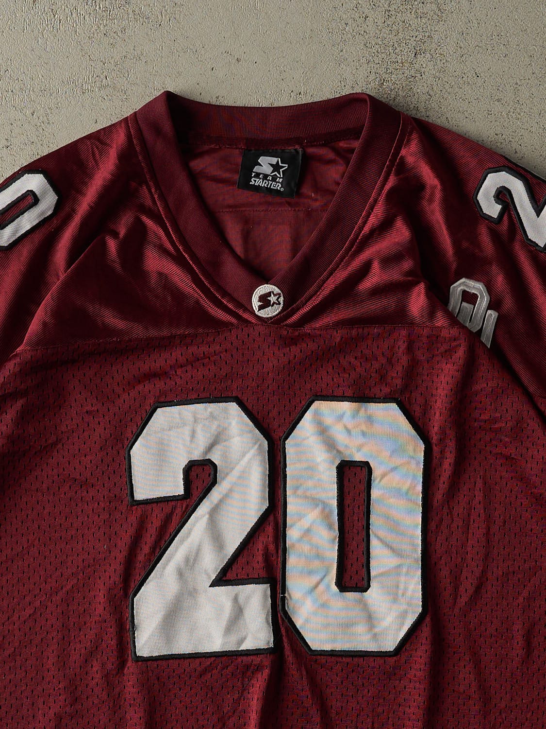 Vintage 90s Burgundy University of Oklahoma Cropped Football Jersey (L/XL)