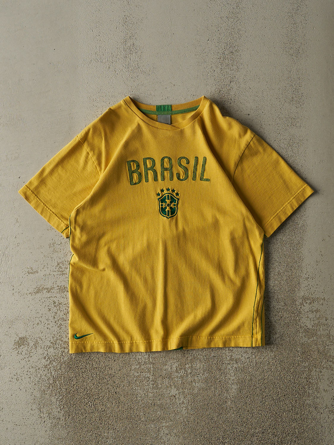 Vintage Y2K Yellow Nike Brasil Tee (M)