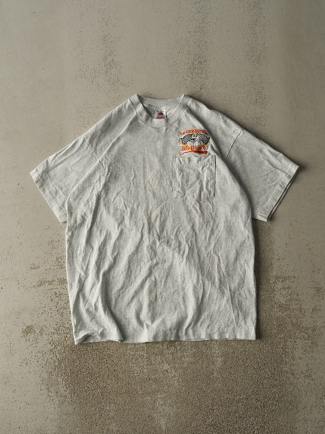 Vintage 97' Heather Grey Embroidered Daytona Bike Week Tee (L)
