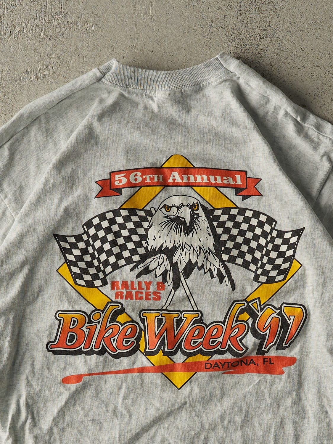 Vintage 97' Heather Grey Embroidered Daytona Bike Week Tee (L)