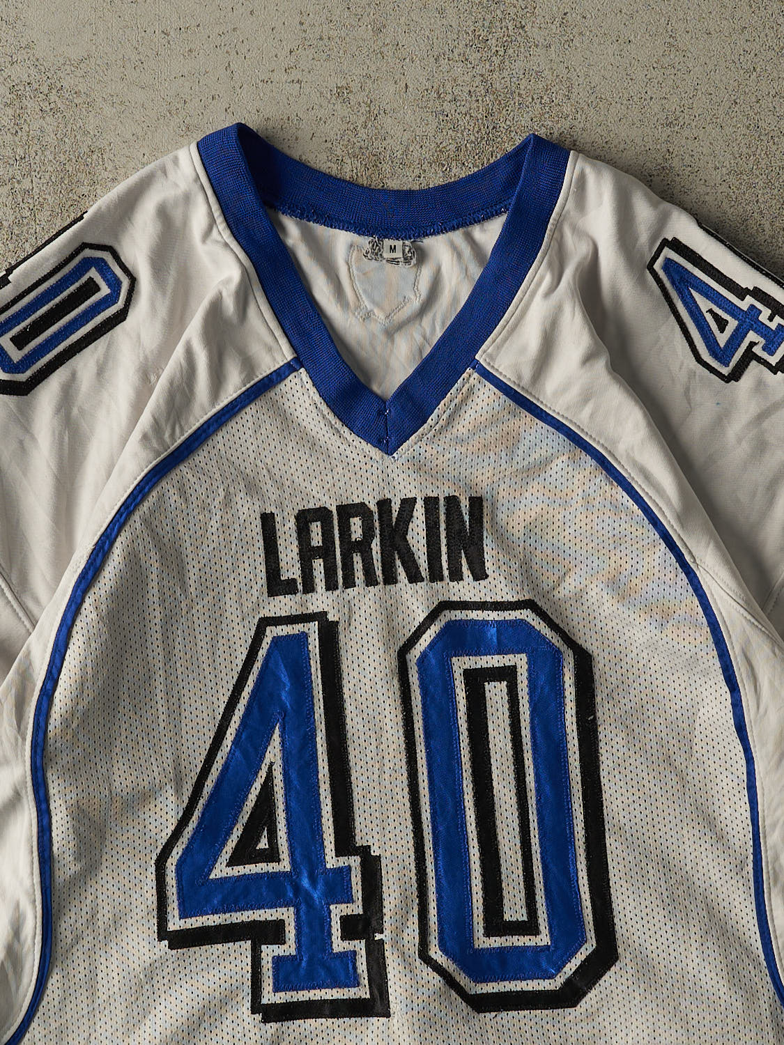 Vintage 90s White Larkin Cropped Football Jersey (S/M)