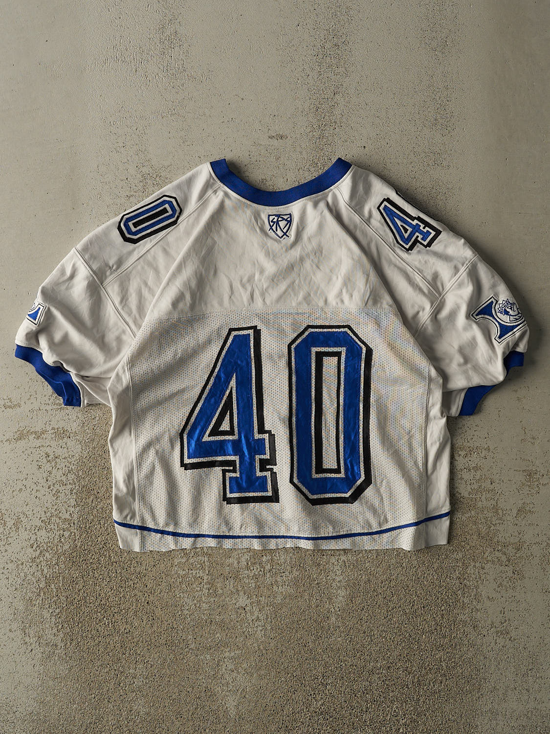 Vintage 90s White Larkin Cropped Football Jersey (S/M)