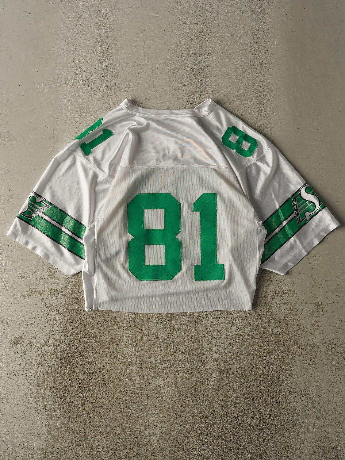 Vintage 90s White Saskatchewan Rough Riders Cropped Football Jersey (S)