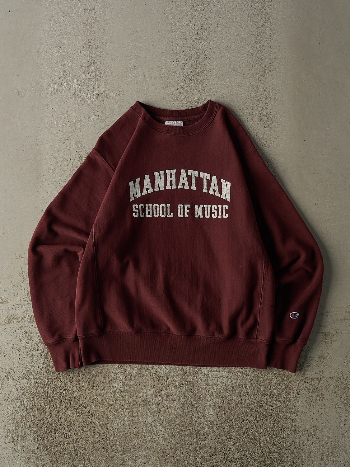 Vintage Y2K Burgundy Champion Reverse Weave Manhattan School of Music Crewneck (S/M)
