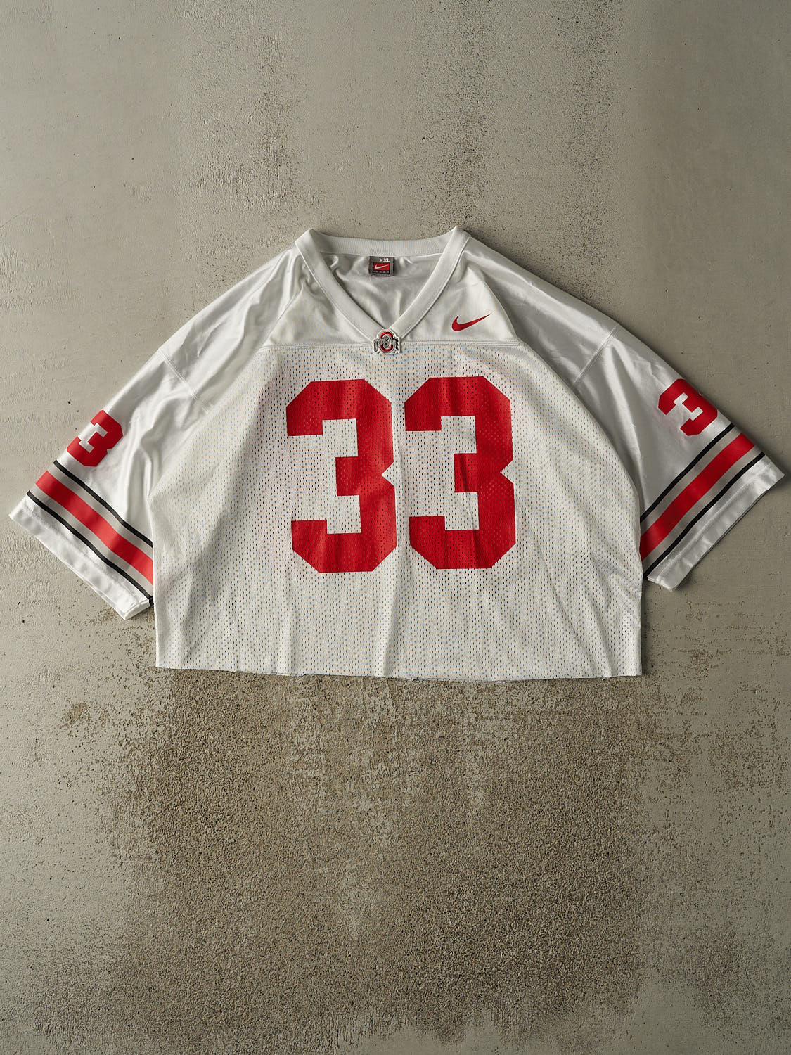 Vintage 90s White Ohio State Buckeyes Cropped Football Jersey (L/XL)