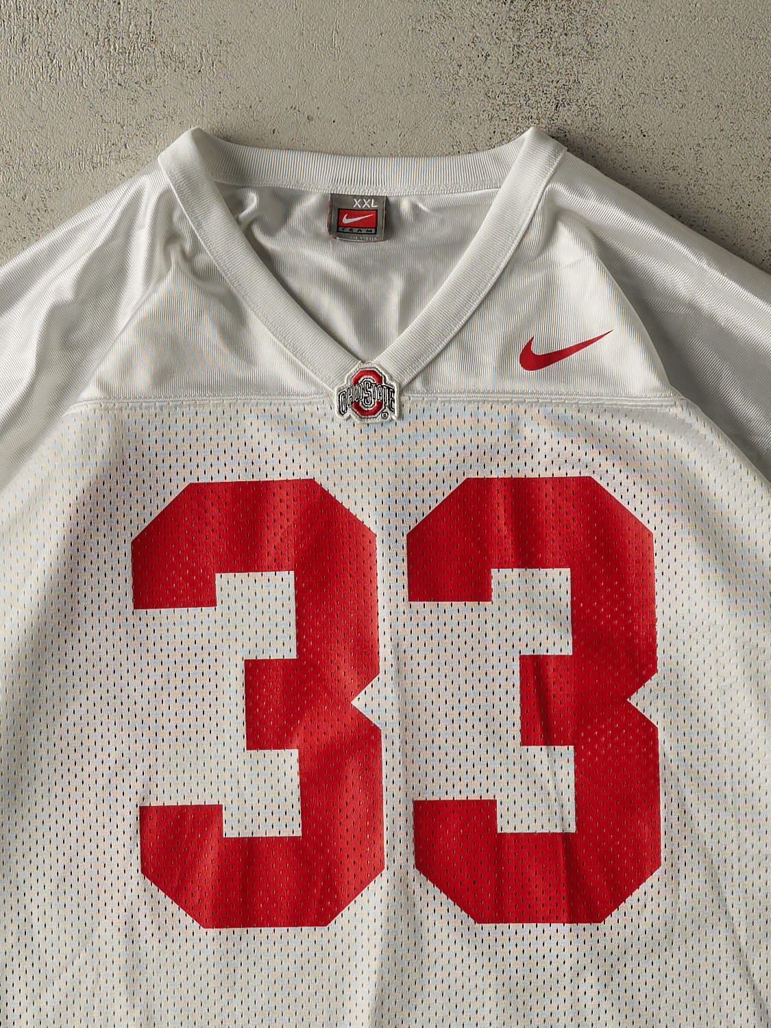 Vintage 90s White Ohio State Buckeyes Cropped Football Jersey (L/XL)