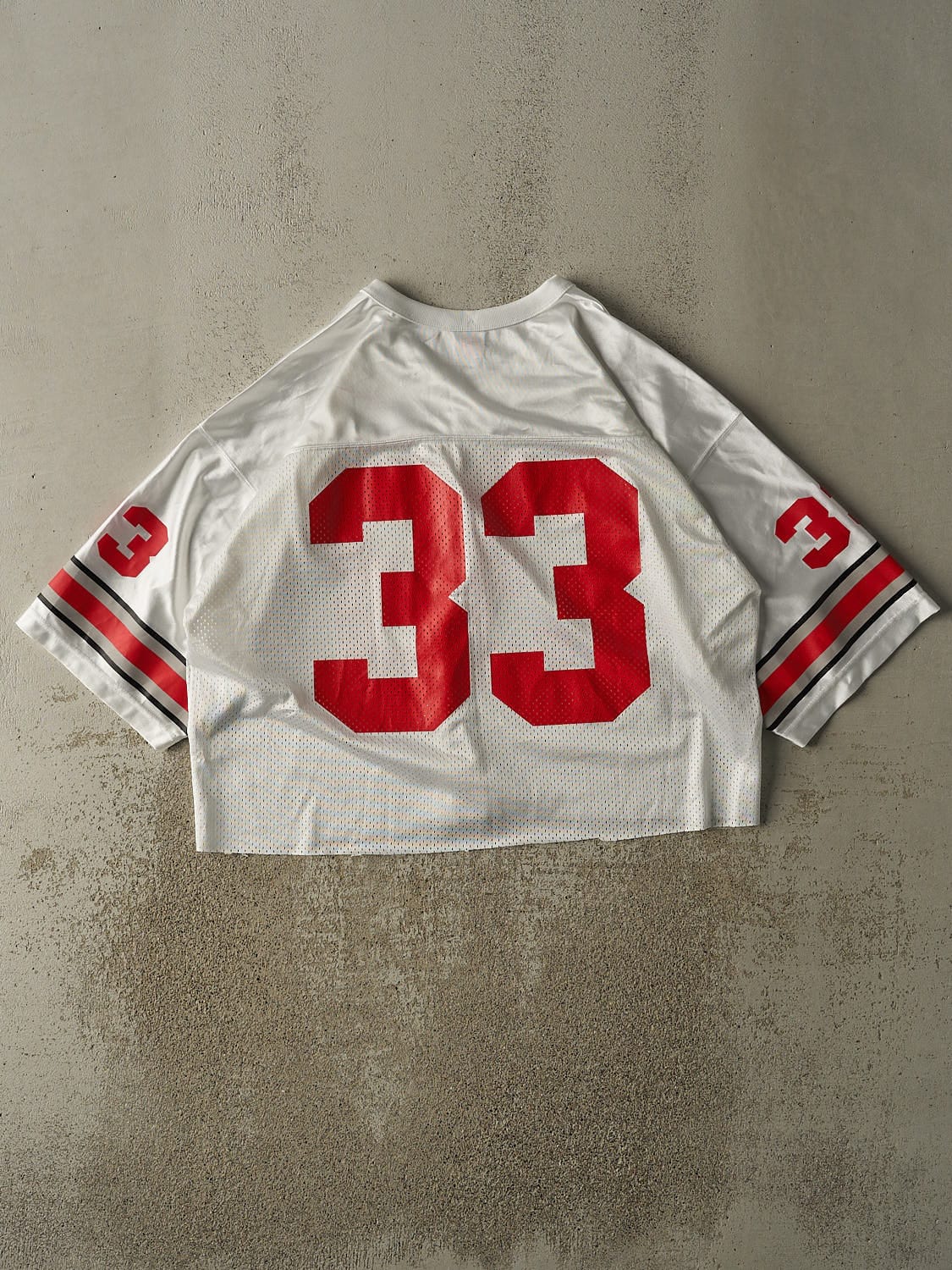 Vintage 90s White Ohio State Buckeyes Cropped Football Jersey (L/XL)