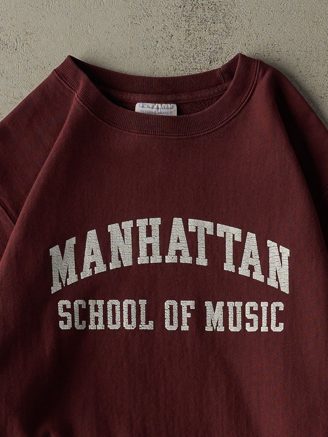 Vintage Y2K Burgundy Champion Reverse Weave Manhattan School of Music Crewneck (S/M)