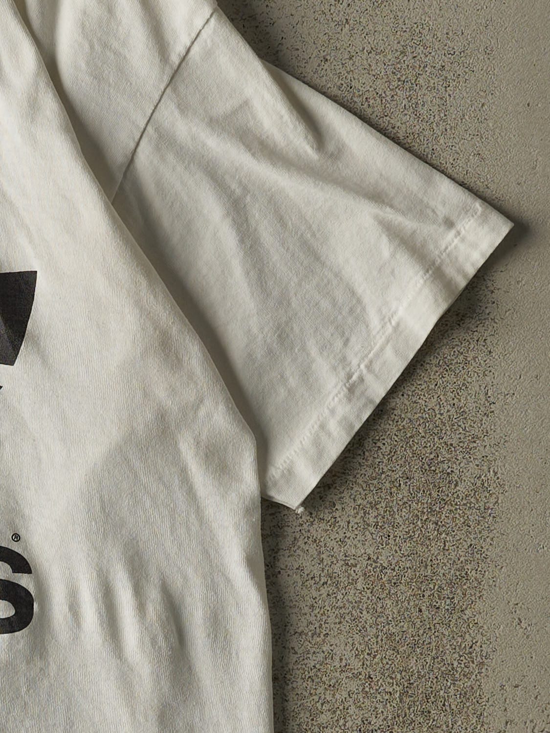 Vintage 80s White Adidas Logo Tee (M/L)