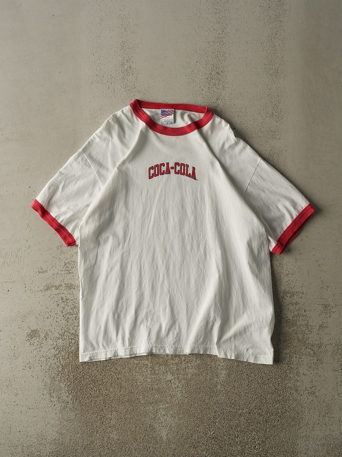 Vintage 90s White Coca-Cola Ringer Tee (L/XL)
