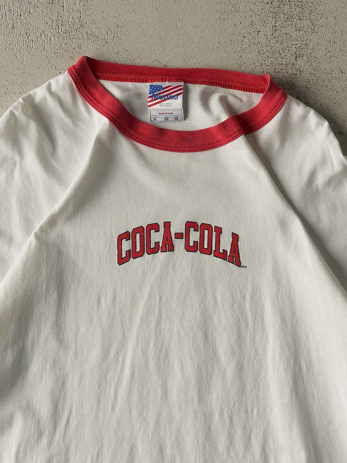 Vintage 90s White Coca-Cola Ringer Tee (L/XL)