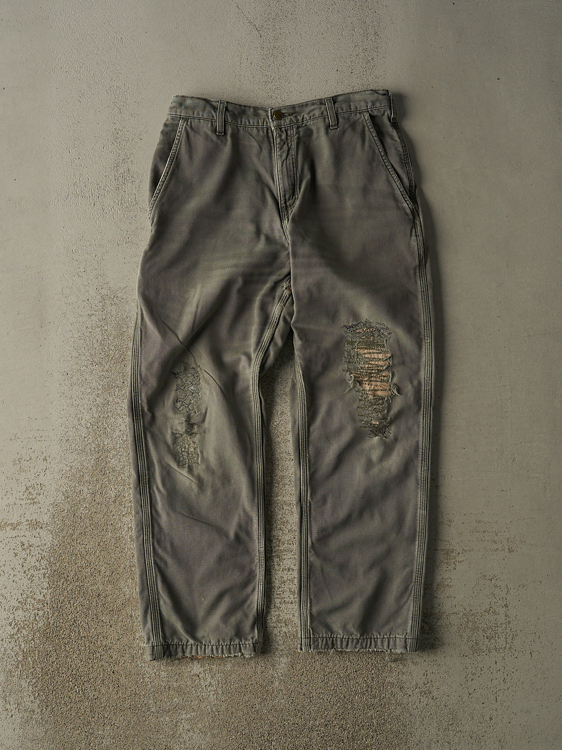 Vintage 90s Green Carhartt Carpenter Flannel Lined Pants (31x29)