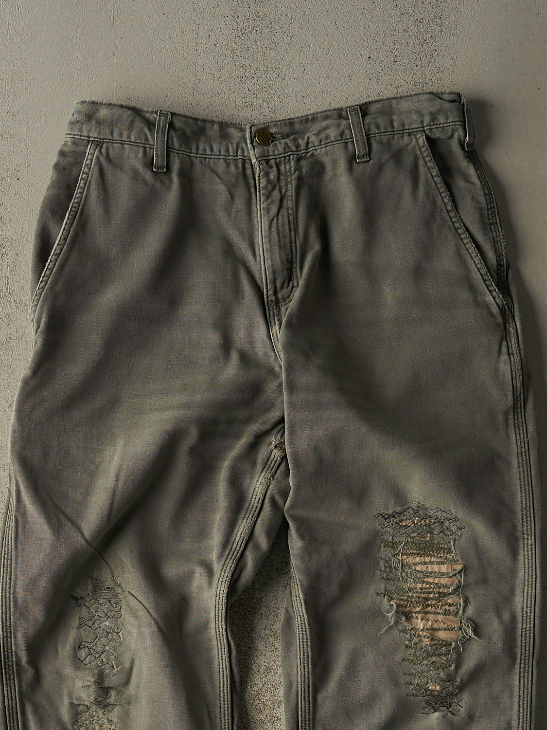 Vintage 90s Green Carhartt Carpenter Flannel Lined Pants (31x29)