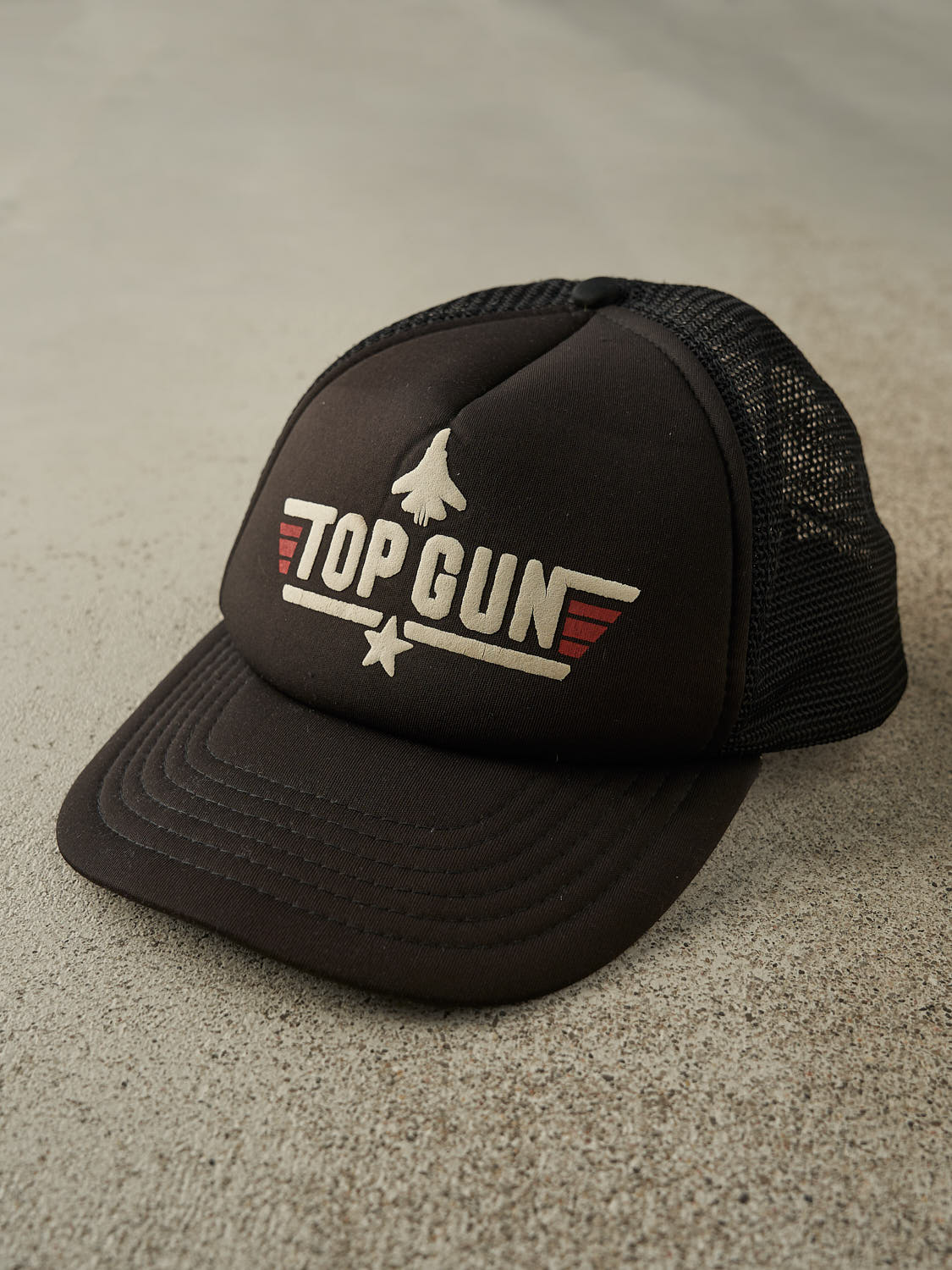 Vintage 90s Black Top Gun Foam Trucker Hat (O/S)