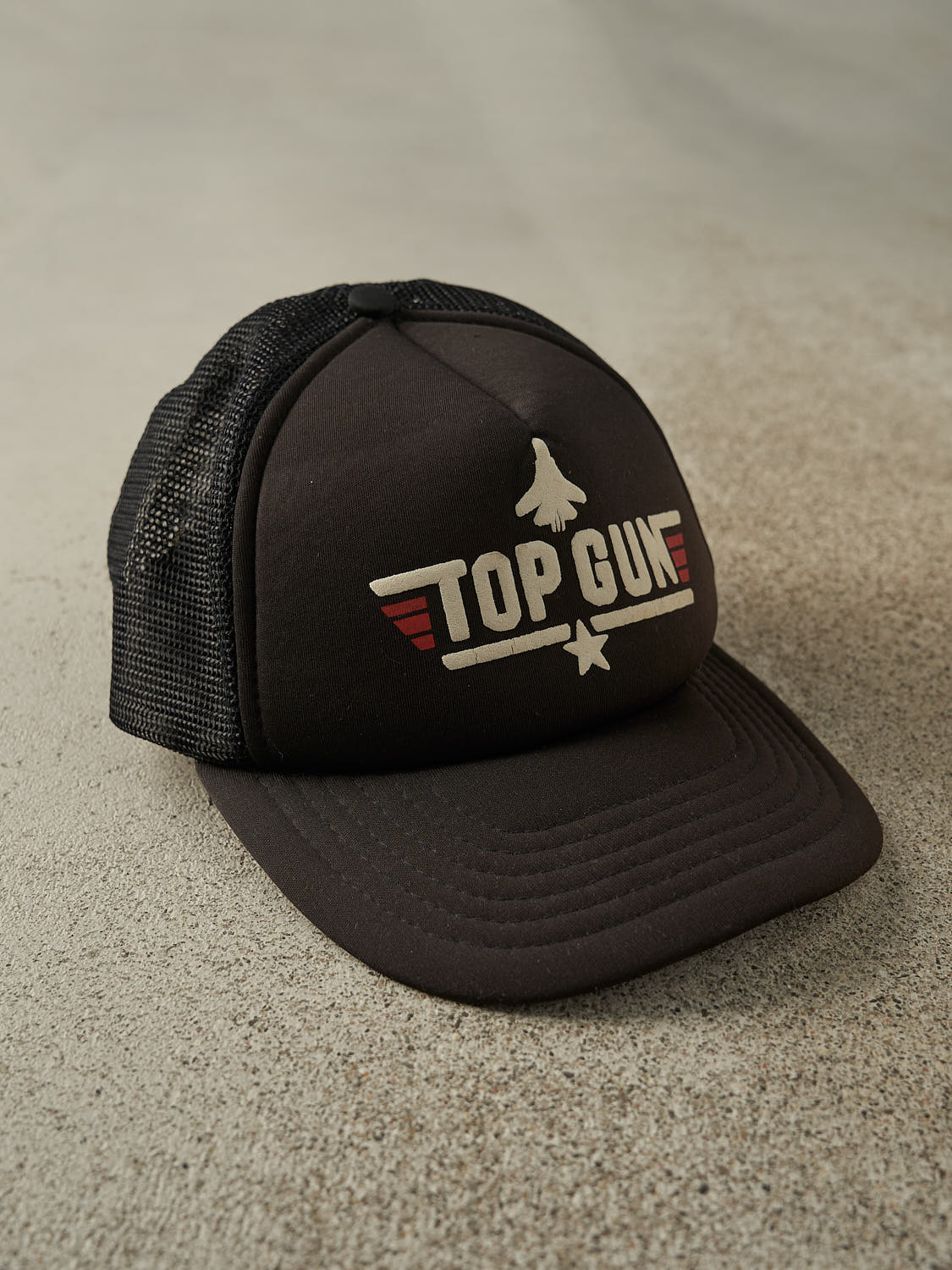 Vintage 90s Black Top Gun Foam Trucker Hat (O/S)