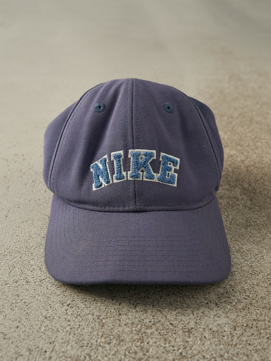Vintage 90s Sun Faded Navy Blue Nike Embroidered Velcro Hat (O/S)