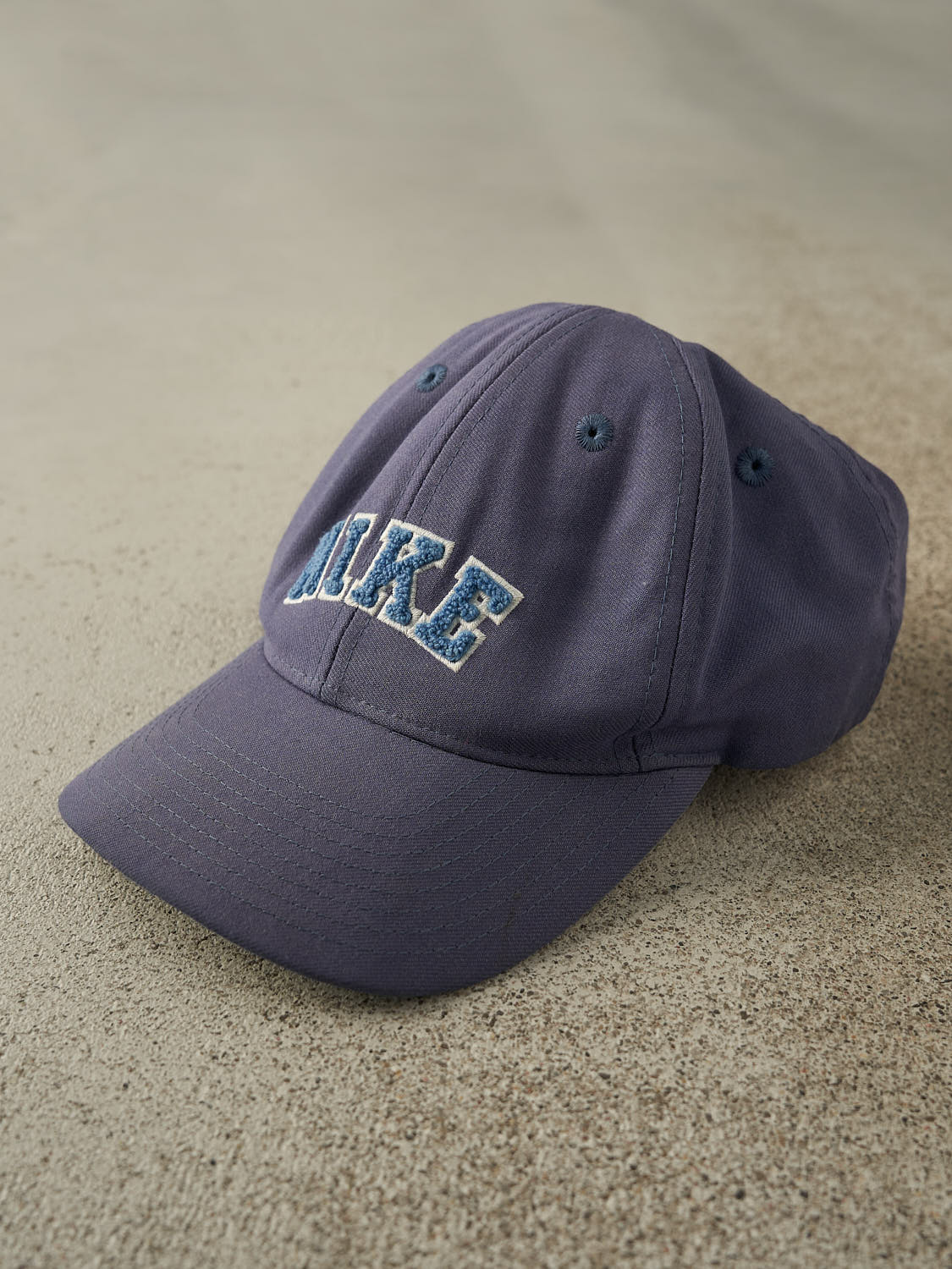 Vintage 90s Sun Faded Navy Blue Nike Embroidered Velcro Hat (O/S)