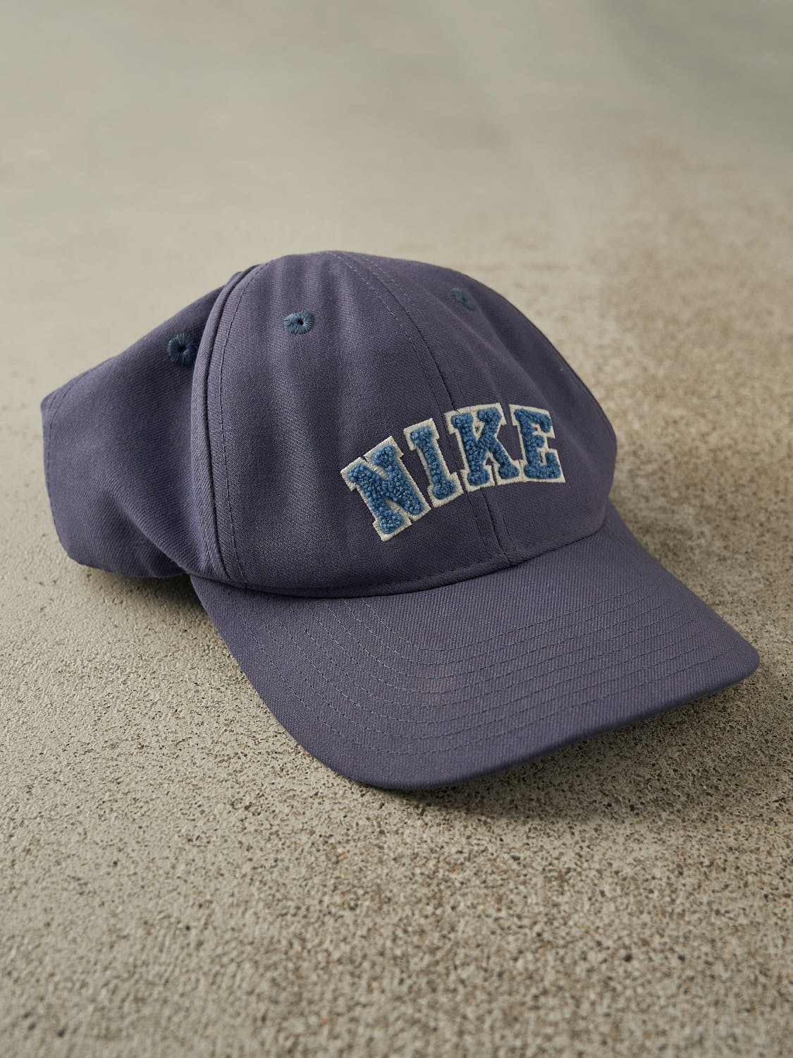 Vintage 90s Sun Faded Navy Blue Nike Embroidered Velcro Hat (O/S)