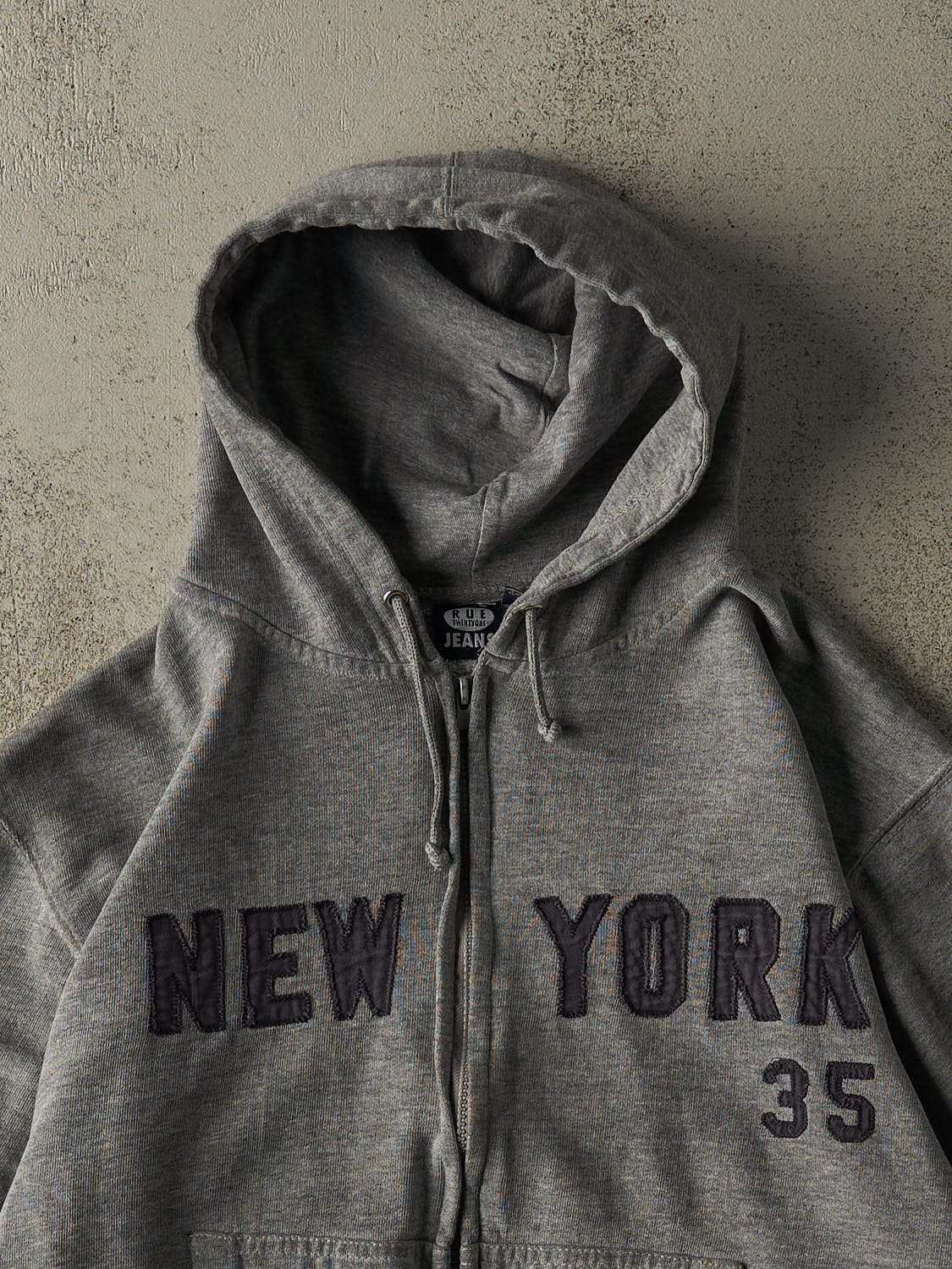 Vintage Y2K Grey New York Embroidered Zip Up Hoodie (S)