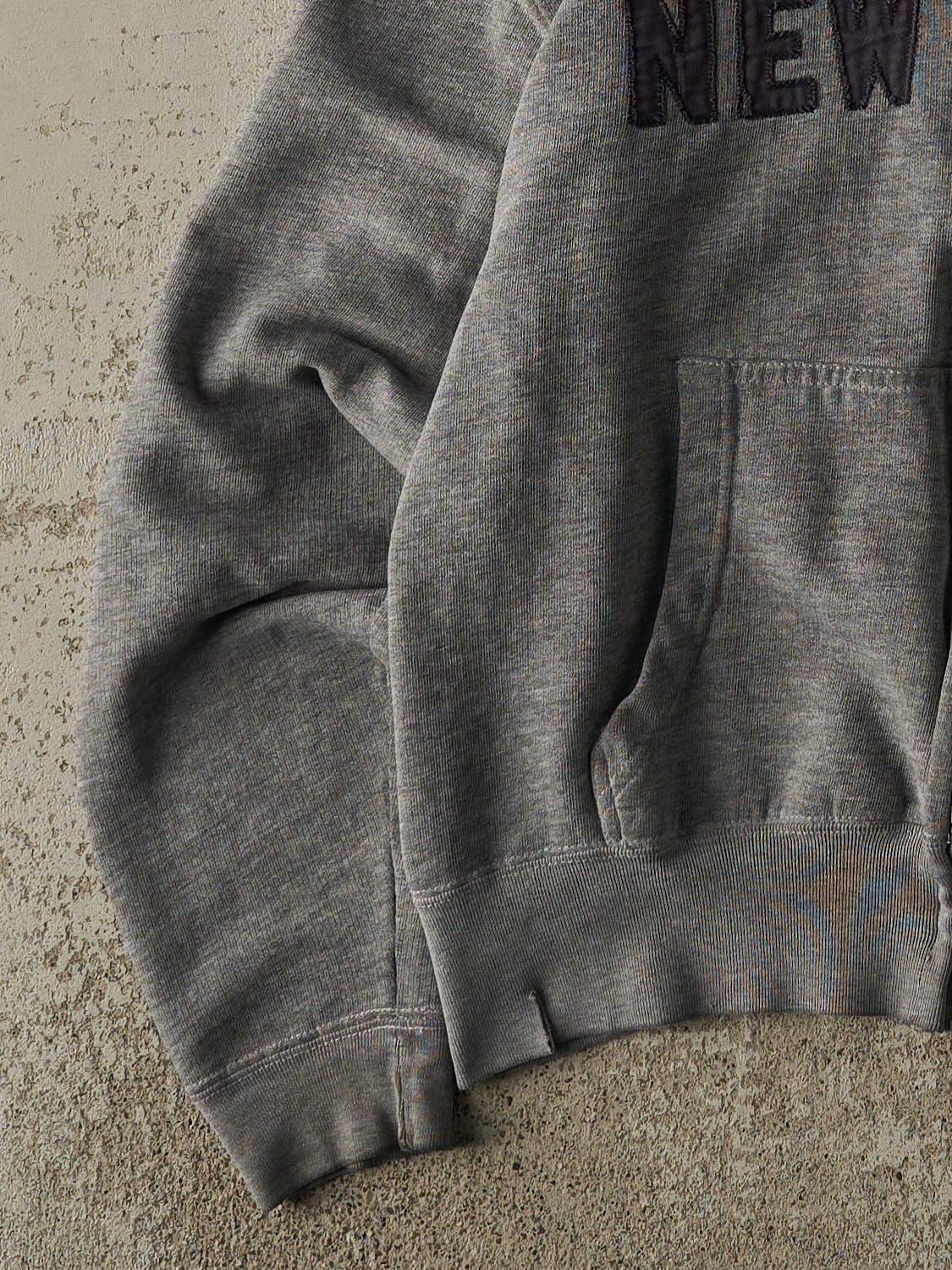 Vintage Y2K Grey New York Embroidered Zip Up Hoodie (S)