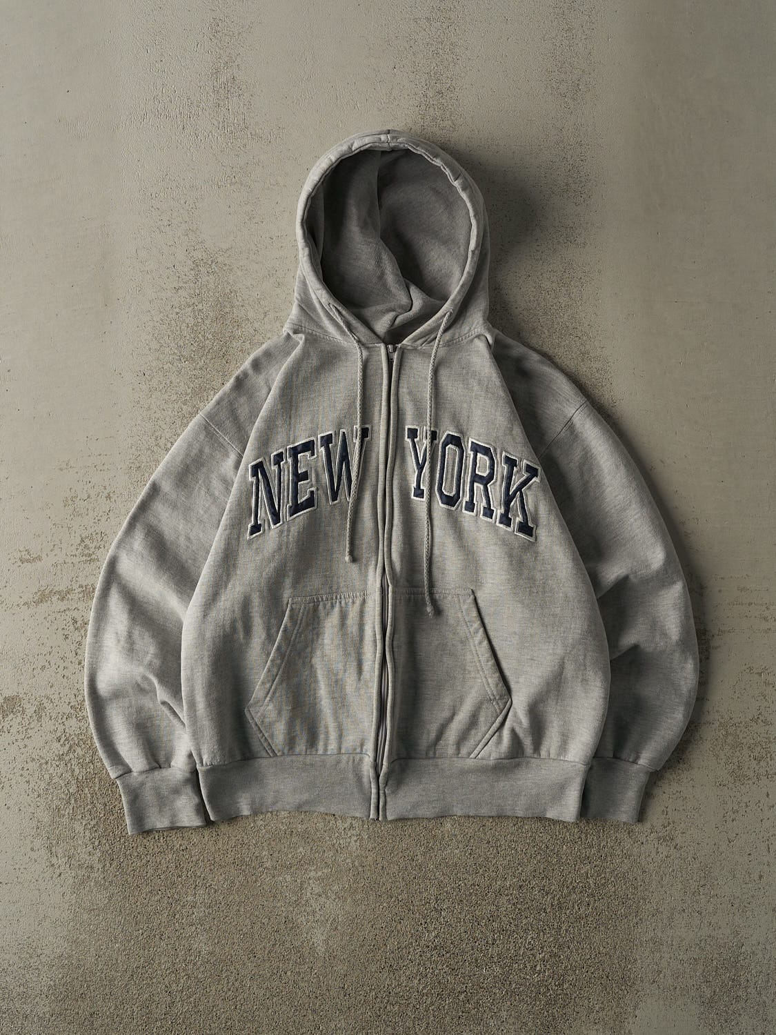 Vintage 90s Grey New York Embroidered Zip Up Hoodie (S/M)