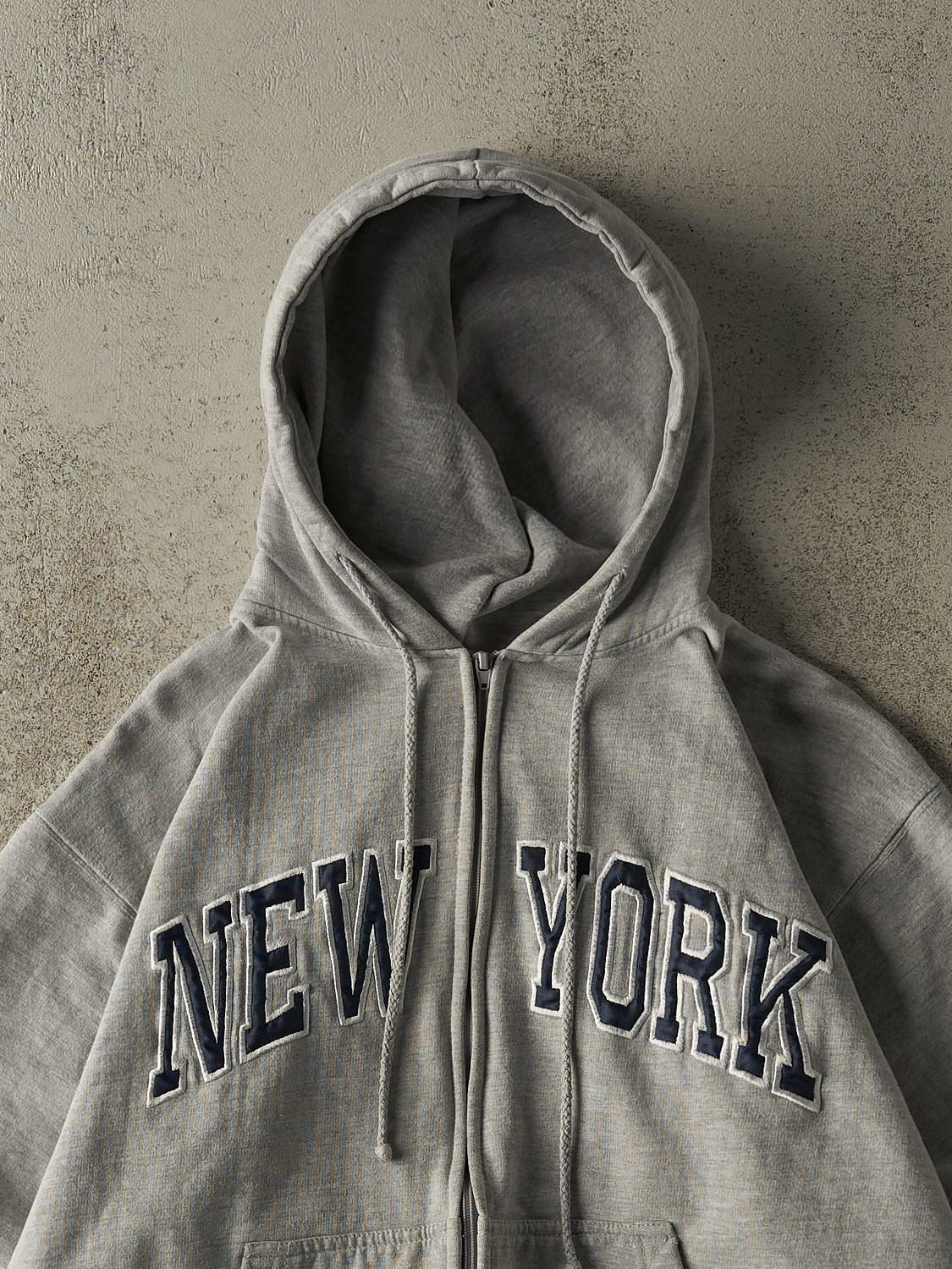 Vintage 90s Grey New York Embroidered Zip Up Hoodie (S/M)
