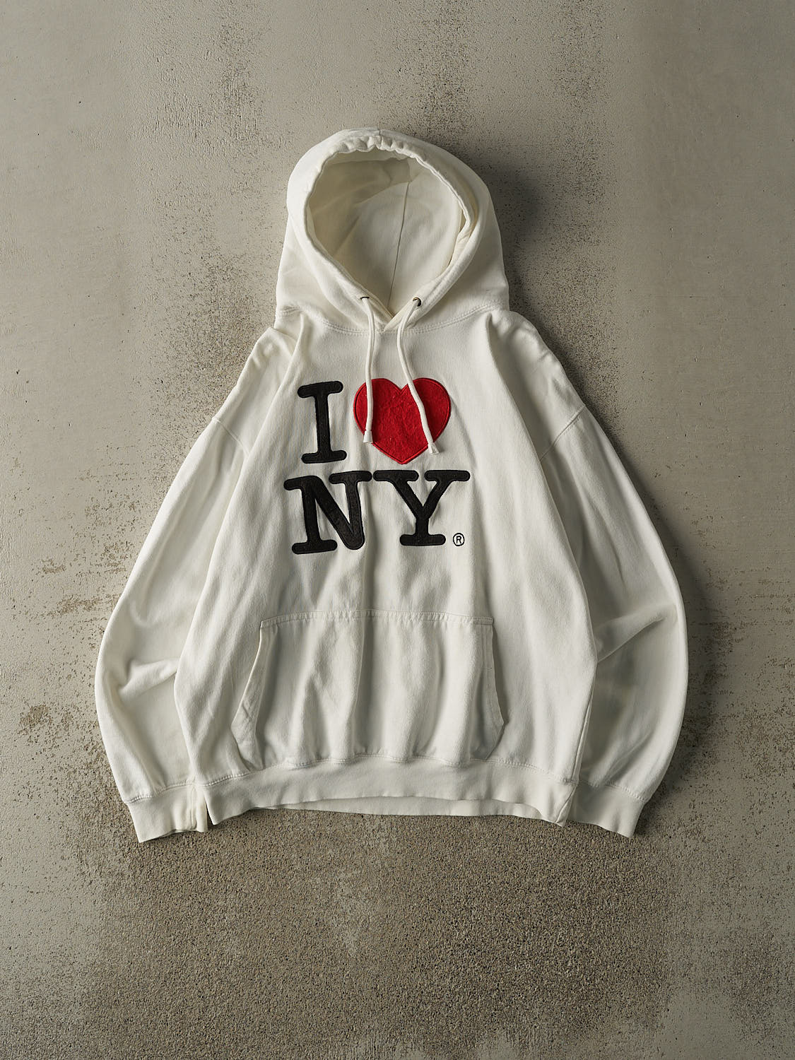 Vintage Y2K White "I Love NY" Hoodie (S/M)