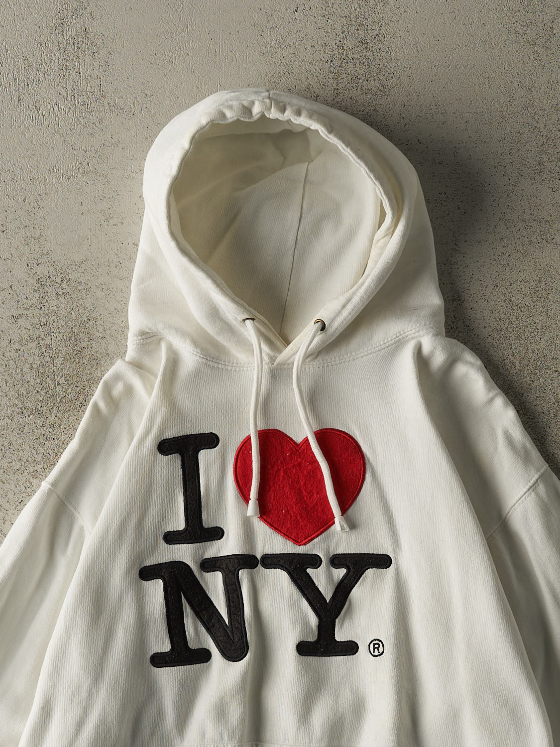 Vintage Y2K White "I Love NY" Hoodie (S/M)