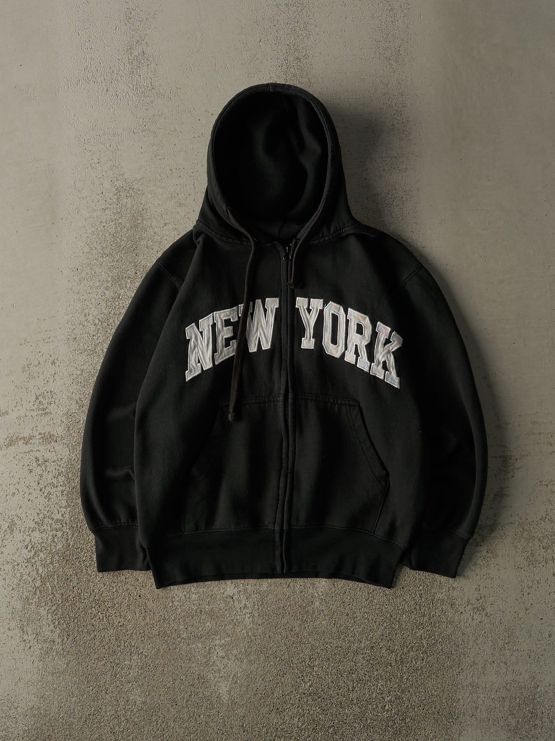Vintage 90s Black New York Embroidered Zip Up Hoodie (S)