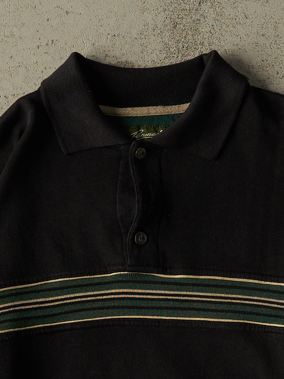Vintage 90s Black Penmans Quarter Button Sweater (L/XL)