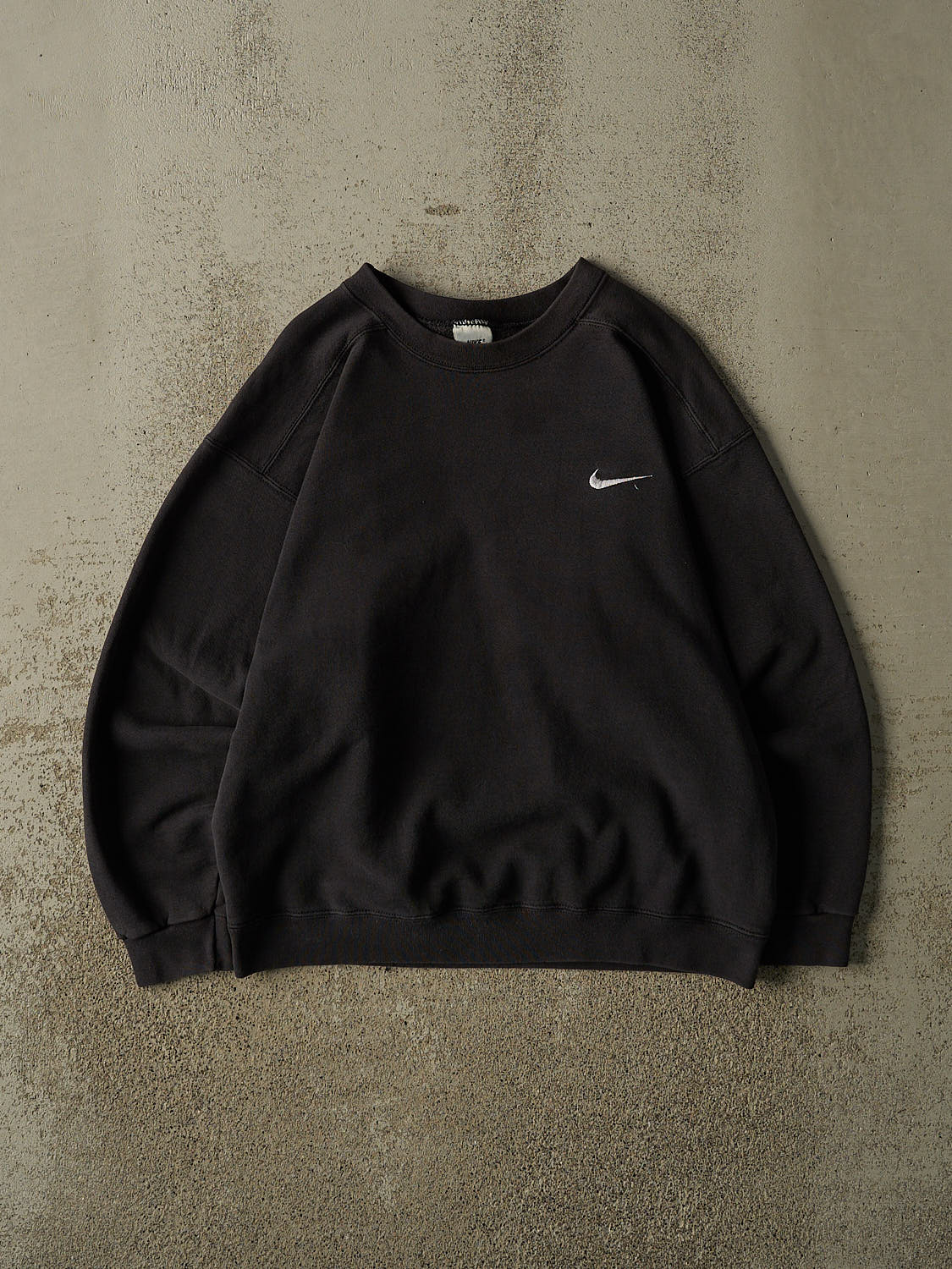 Vintage 90s Faded Black Nike Swoosh Crewneck (S/M)