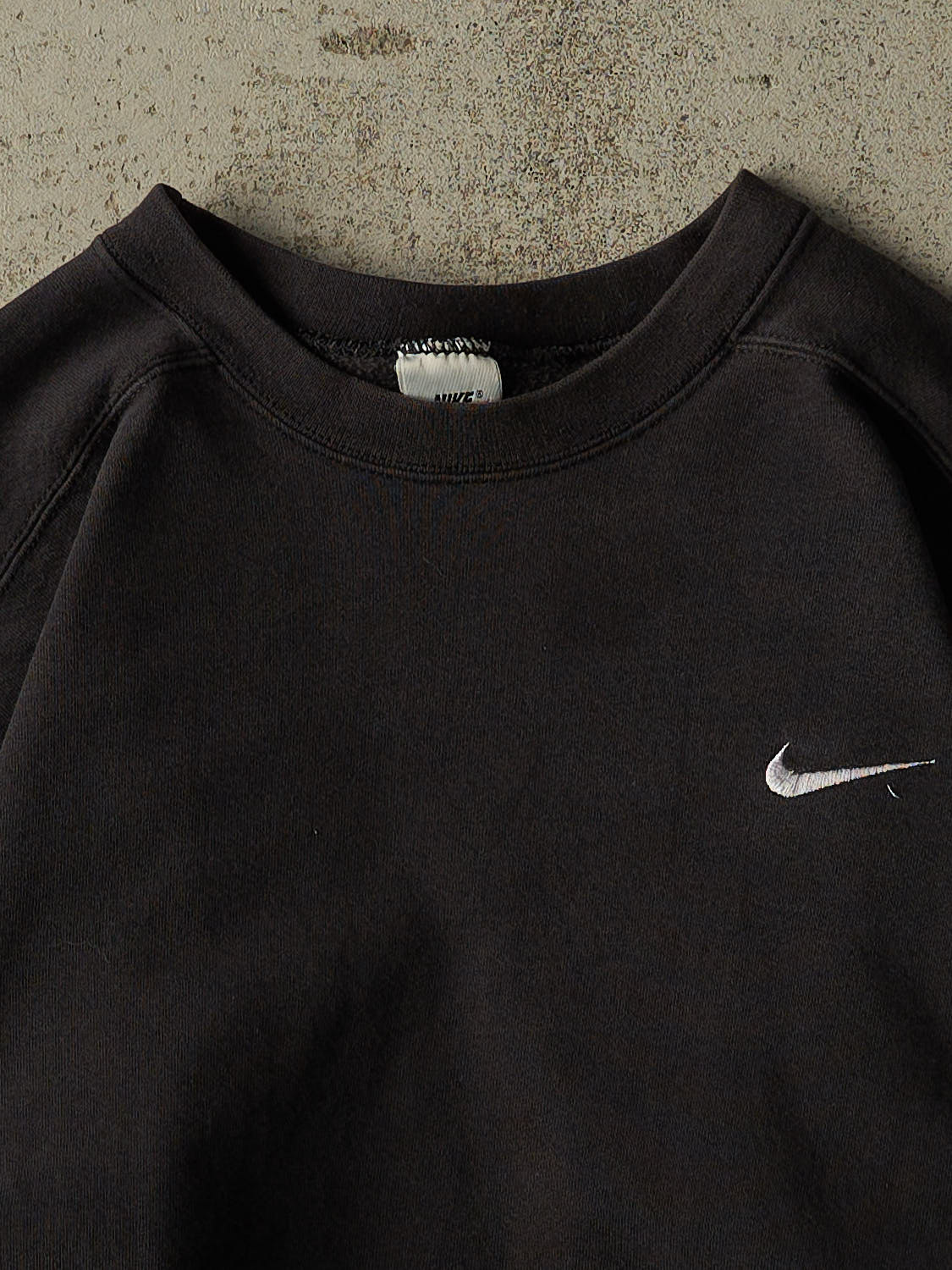 Vintage 90s Faded Black Nike Swoosh Crewneck (S/M)